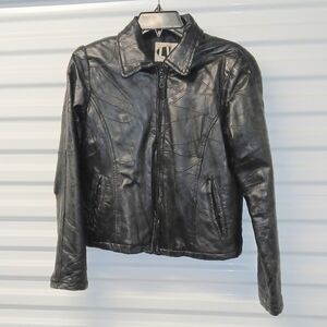 Womens Leather Works Black Leather Jacket Size MED